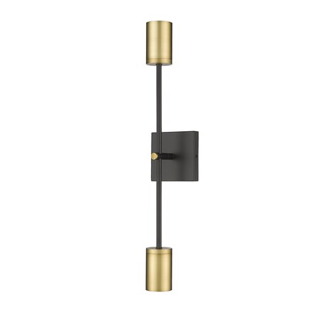 Z-Lite Calumet 2 Light Wall Sconce, Matte Black & Olde Brass 814-2S-MB-OBR